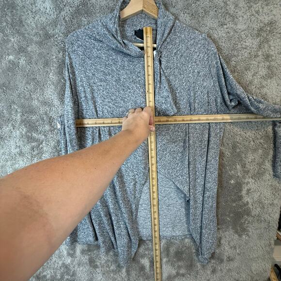 Bobeau Gray Marled Wrap One Button Open Cardigan Sweater Tunic Top L Large - Picture 8 of 10